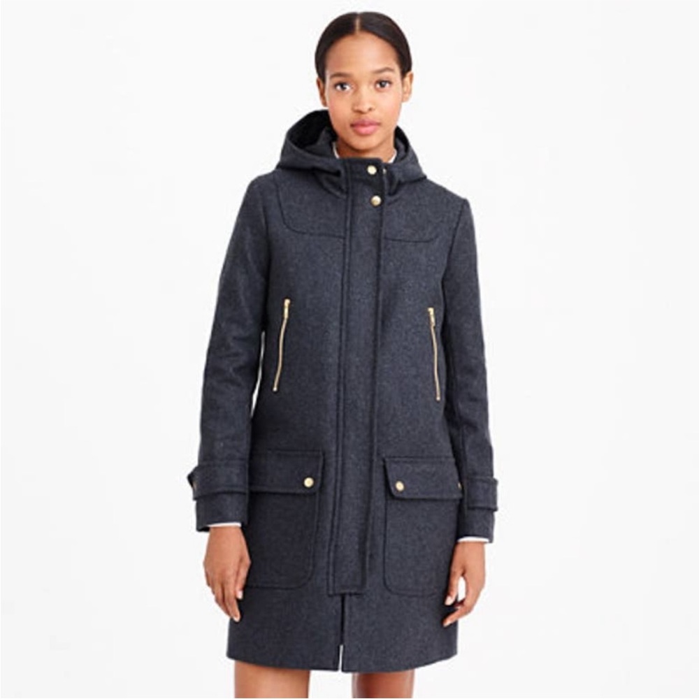 J.Crew Melton Wool Duffle Coat Gray Size 6